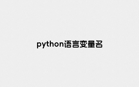python语言变量名